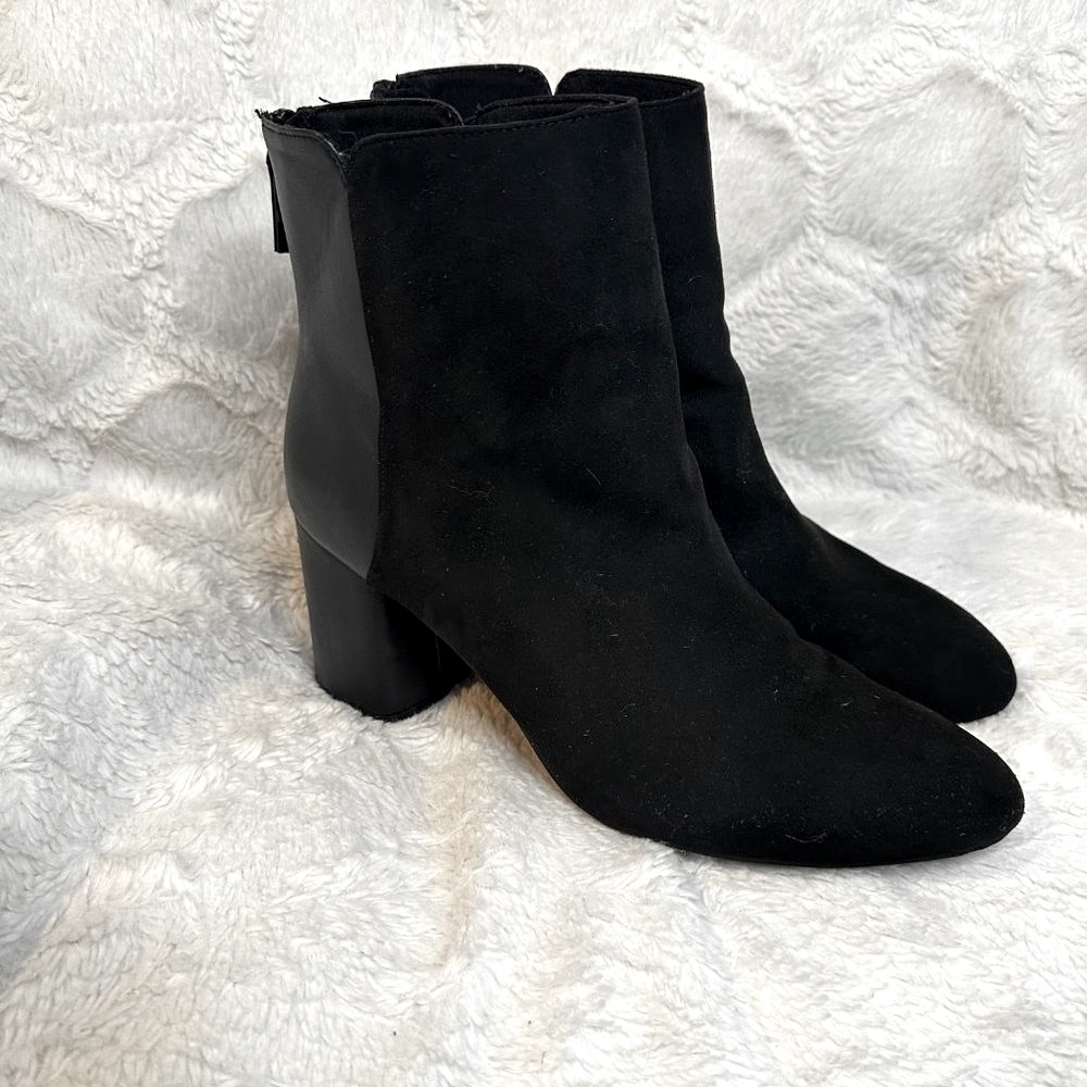 Old Navy Size 10 Women's Faux Leather Suede Block Heel Booties Zipper